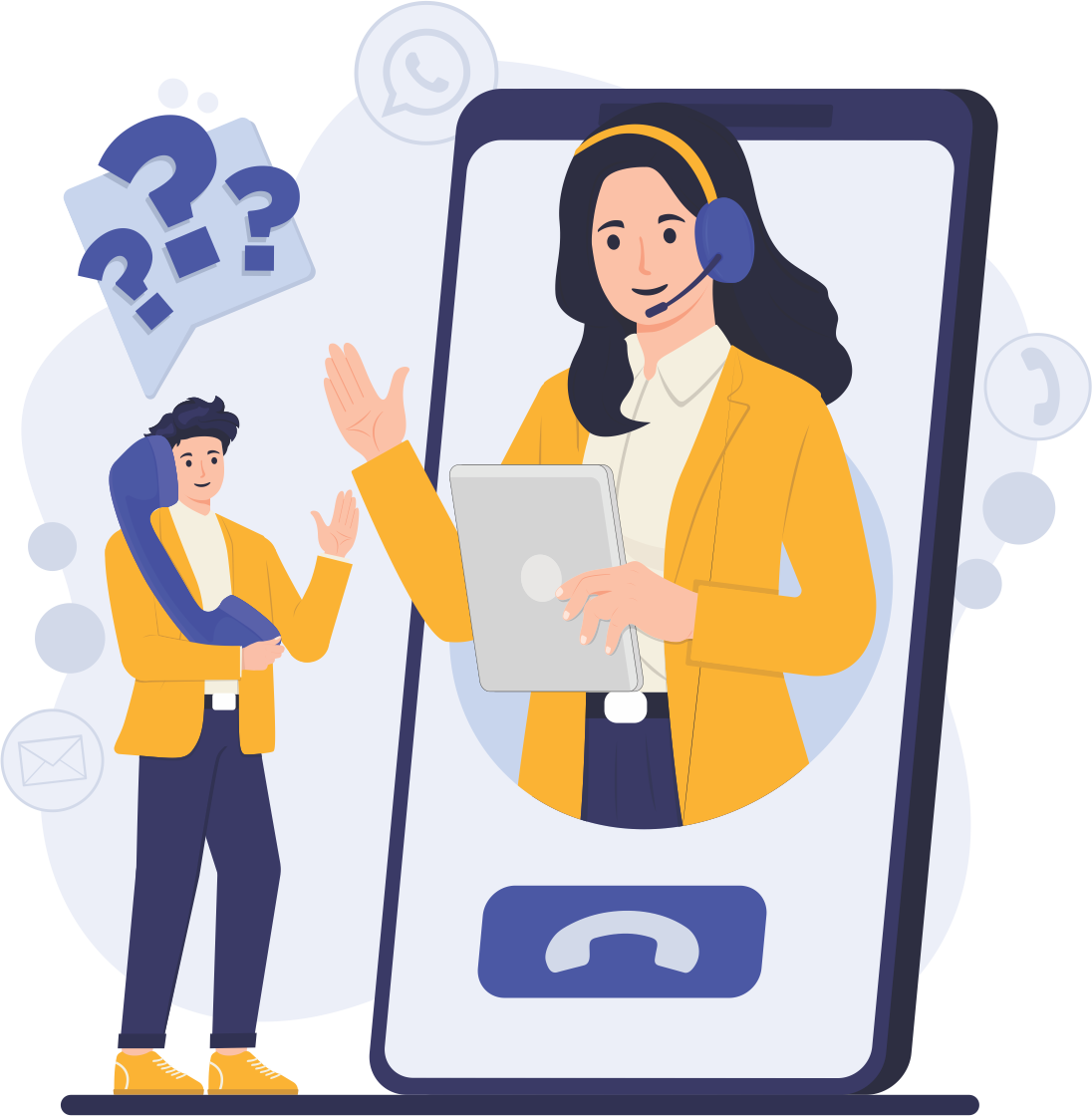 Persona respondiendo llamado de contacto
